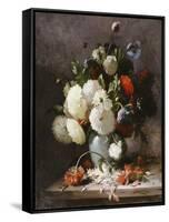 Peonies on a Stone Ledge, 1886-Frans Mortelmans-Framed Stretched Canvas