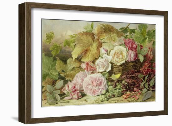 Peonies, Roses and Hollyhocks, 1862-Mary Elizabeth Duffield-Framed Giclee Print