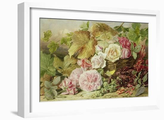 Peonies, Roses and Hollyhocks, 1862-Mary Elizabeth Duffield-Framed Giclee Print