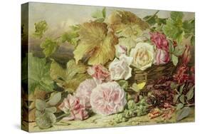 Peonies, Roses and Hollyhocks, 1862-Mary Elizabeth Duffield-Stretched Canvas