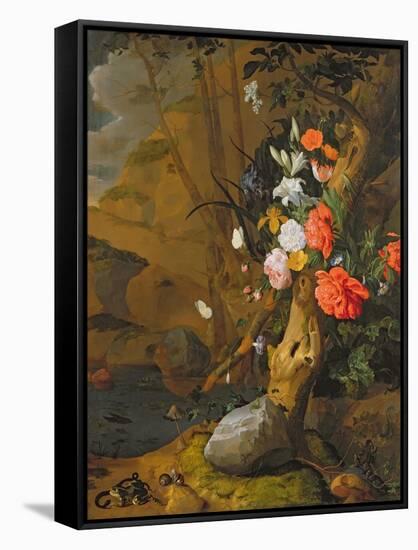 Peonies, Roses, Lilies, Poppies and Other Flowers-Rachel Ruysch-Framed Stretched Canvas