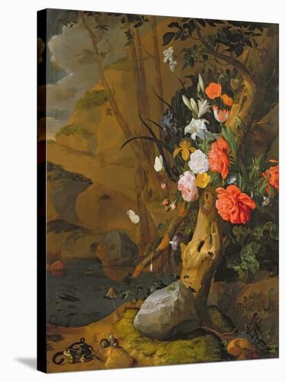 Peonies, Roses, Lilies, Poppies and Other Flowers-Rachel Ruysch-Stretched Canvas