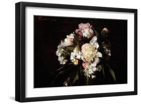 Peonies, White Carnations and Roses, 1874-Ignace Henri Jean Fantin-Latour-Framed Giclee Print