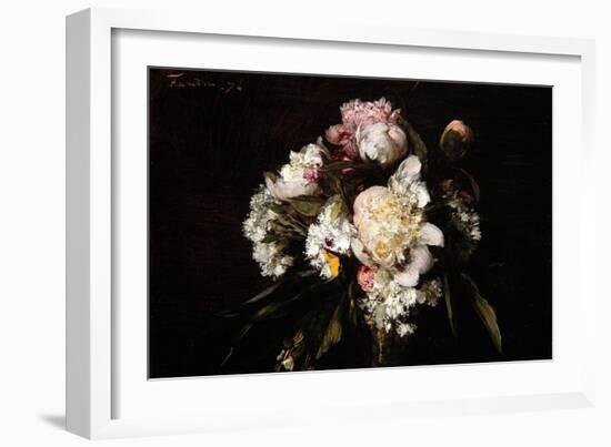 Peonies, White Carnations and Roses, 1874-Ignace Henri Jean Fantin-Latour-Framed Giclee Print