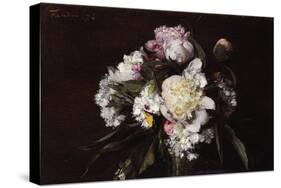 Peonies, White Carnations and Roses, 1874-Henri Fantin-Latour-Stretched Canvas