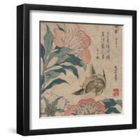 Peony and Canary, circa 1825-Katsushika Hokusai-Framed Art Print