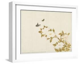 Peony Flowers and Butterflies, c. 1810-1839-null-Framed Art Print