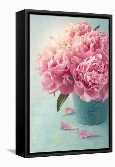 Peony Flowers in a Vase-egal-Framed Stretched Canvas