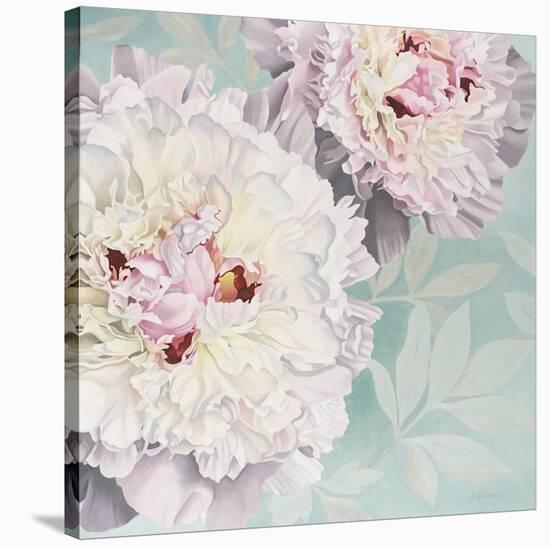 Peony on Blue-Elizabeth Hellman-Stretched Canvas