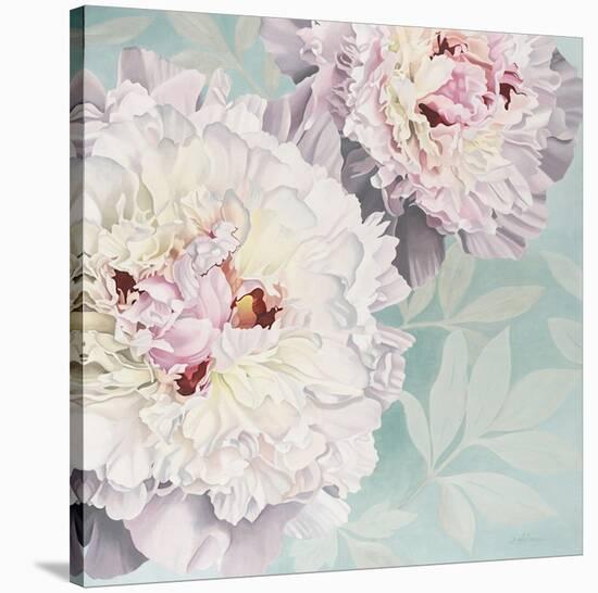 Peony on Blue-Elizabeth Hellman-Stretched Canvas