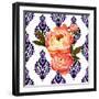 Peony on Delft, 2021 (w/c)-Helen White-Framed Giclee Print