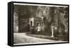 People and Dog Outside a Large House-null-Framed Stretched Canvas