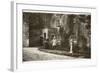 People and Dog Outside a Large House-null-Framed Photographic Print
