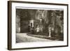 People and Dog Outside a Large House-null-Framed Photographic Print