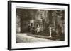 People and Dog Outside a Large House-null-Framed Photographic Print