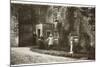 People and Dog Outside a Large House-null-Mounted Photographic Print