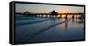 People and pier on Fort Myers Beach at sunset, Estero Island, Lee County, Florida, USA-null-Framed Stretched Canvas