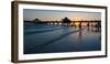 People and pier on Fort Myers Beach at sunset, Estero Island, Lee County, Florida, USA-null-Framed Photographic Print