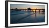 People and pier on Fort Myers Beach at sunset, Estero Island, Lee County, Florida, USA-null-Framed Photographic Print