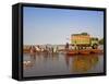 People and Truck Crossing the Manambolo River, Tsingy De Bemaraha, Madagascar, Africa-null-Framed Stretched Canvas