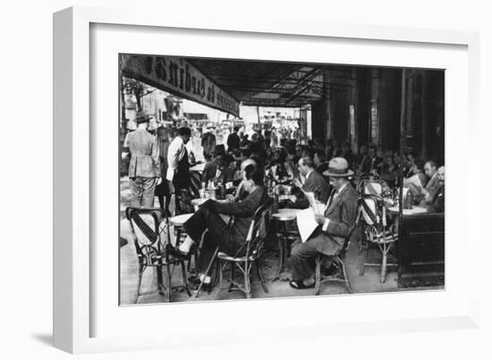 People at a Pavement Cafe, Paris, 1931-Ernest Flammarion-Framed Giclee Print