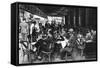 People at a Pavement Cafe, Paris, 1931-Ernest Flammarion-Framed Stretched Canvas