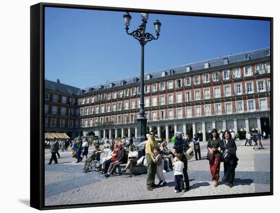 People at a Popular Meeting Point in the Plaza Mayor in Madrid, Spain, Europe-Jeremy Bright-Framed Stretched Canvas