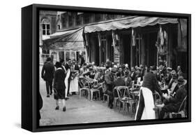 People at a Well-Known Parisian Pavement Cafe, 1931-Ernest Flammarion-Framed Stretched Canvas