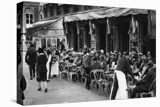 People at a Well-Known Parisian Pavement Cafe, 1931-Ernest Flammarion-Stretched Canvas