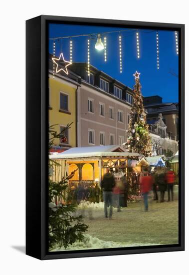 People at Christmas Market, Haupt Square, Schladming, Steiemark, Austria, Europe-Richard Nebesky-Framed Stretched Canvas