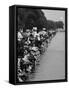 People at Civil Rights Rally Soaking their Feet in the Reflecting Pool at the Washington Monument-John Dominis-Framed Stretched Canvas