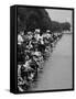 People at Civil Rights Rally Soaking their Feet in the Reflecting Pool at the Washington Monument-John Dominis-Framed Stretched Canvas