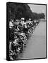 People at Civil Rights Rally Soaking their Feet in the Reflecting Pool at the Washington Monument-John Dominis-Framed Stretched Canvas