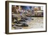 People at Cremation Site, Ganges River, Varanasi, India-Ali Kabas-Framed Photographic Print