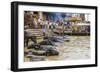 People at Cremation Site, Ganges River, Varanasi, India-Ali Kabas-Framed Photographic Print