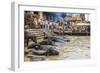 People at Cremation Site, Ganges River, Varanasi, India-Ali Kabas-Framed Photographic Print