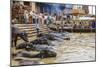 People at Cremation Site, Ganges River, Varanasi, India-Ali Kabas-Mounted Photographic Print