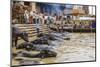 People at Cremation Site, Ganges River, Varanasi, India-Ali Kabas-Mounted Photographic Print