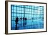 People at Modern Building Some Walking Around, Some Looking at Urban View-alexey05-Framed Photographic Print