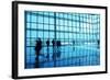 People at Modern Building Some Walking Around, Some Looking at Urban View-alexey05-Framed Photographic Print