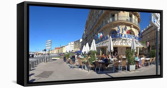 People at sidewalk cafe, Marseille, Bouches-Du-Rhone, Provence-Alpes-Cote D'Azur, France-null-Framed Stretched Canvas