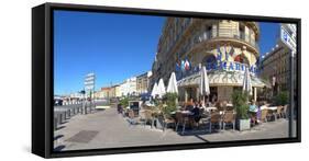 People at sidewalk cafe, Marseille, Bouches-Du-Rhone, Provence-Alpes-Cote D'Azur, France-null-Framed Stretched Canvas