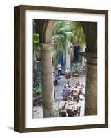 People at Tables and Musicians Playing in Courtyard of Colonial Building Built in 1780, Havana-Donald Nausbaum-Framed Photographic Print