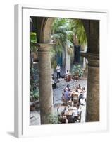 People at Tables and Musicians Playing in Courtyard of Colonial Building Built in 1780, Havana-Donald Nausbaum-Framed Photographic Print