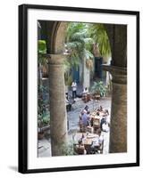 People at Tables and Musicians Playing in Courtyard of Colonial Building Built in 1780, Havana-Donald Nausbaum-Framed Photographic Print