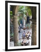 People at Tables and Musicians Playing in Courtyard of Colonial Building Built in 1780, Havana-Donald Nausbaum-Framed Photographic Print