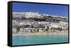 People at the Beach and Apartments, Puerto Rico, Gran Canaria, Spain, Atlantic, Europe-Markus Lange-Framed Stretched Canvas