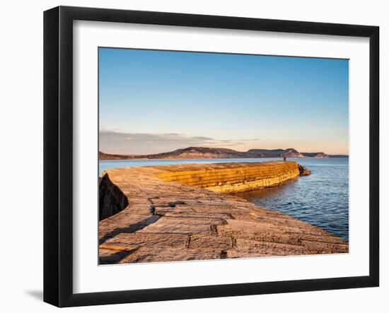 People at the end of The Cobb enjoying the evening light, Lyme Regis, Dorset, England-Jean Brooks-Framed Photographic Print
