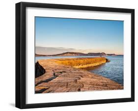 People at the end of The Cobb enjoying the evening light, Lyme Regis, Dorset, England-Jean Brooks-Framed Photographic Print