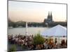 People at Trendy Rheinterrassen Bar and Restaurant Beside the River Rhine, Cologne, Germany-Yadid Levy-Mounted Photographic Print